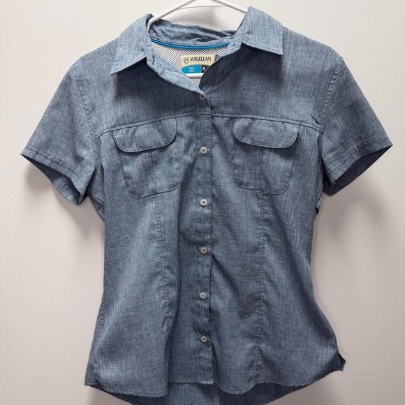 Magellan Outdoors Tops - Magellan Outdoors Weather Wicking Button Down Fish Gear Shirt | Heather Blue M